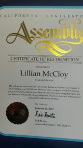 California Legislature Certificate of Recognition